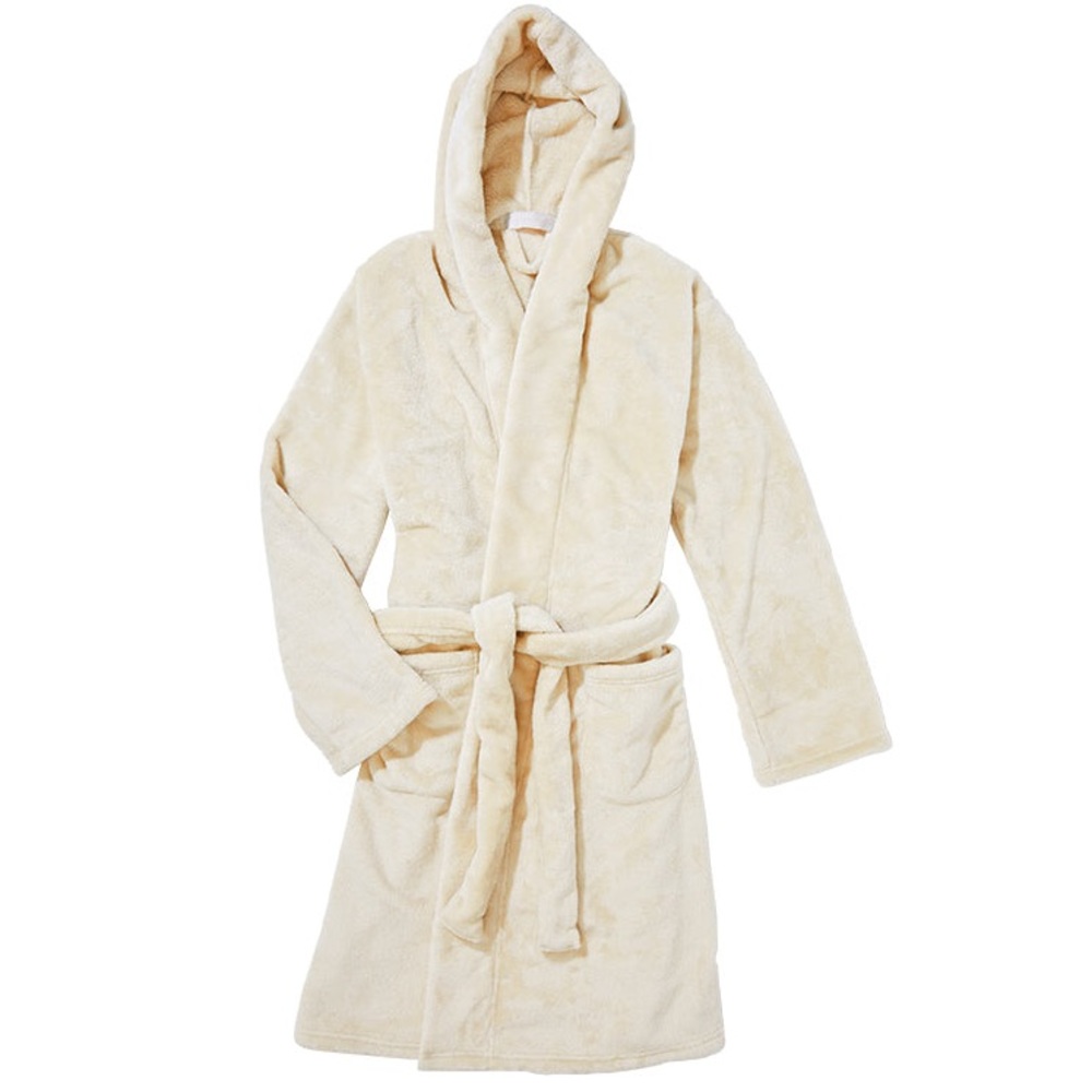 NWT Summer & Rose Plush Cozy Hooded Robe  in Cream Women’s Sz XS/S/M